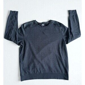 Rock & Republic Sweatshirt Mens XL Gray Faux Leather Shoulder Patch Edgy